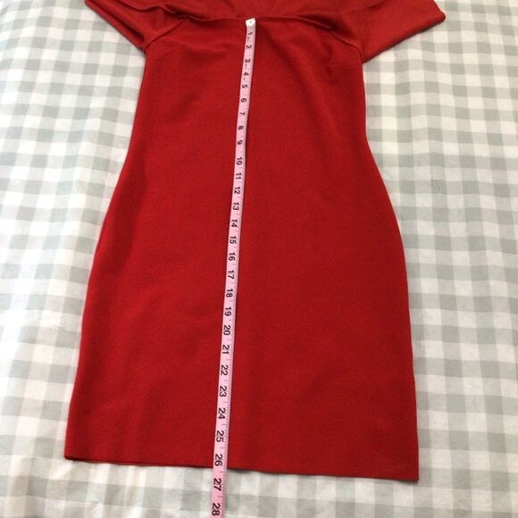 Zara Red Mini Dress sleeveless woven sheath round neckline Ruffle top Small - Picture 10 of 15